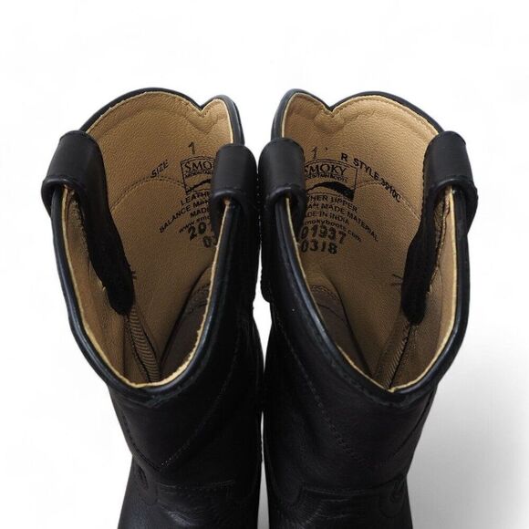 Smoky Mountain R Style Leather Western Cowboy Boots Black Youth 1 - Picture 11 of 11